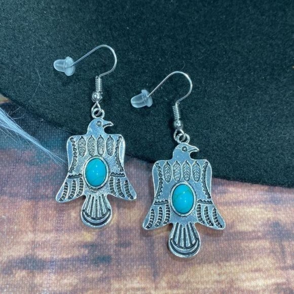 Thunderbird Turquoise Bead Earrings - Western - Picture 2 of 5